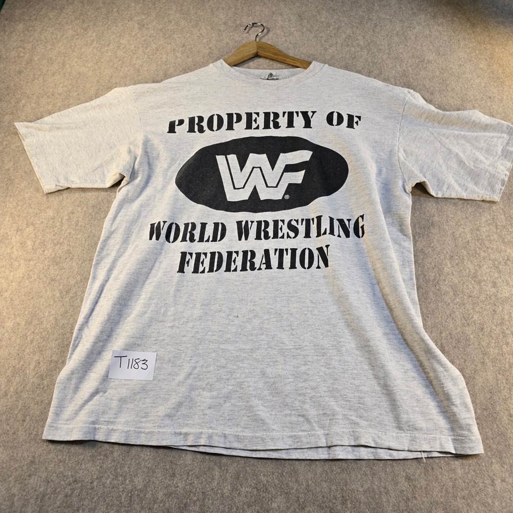 Vintage WWF World Wrestling Federation Property Of T-Shirt Gray XL Retro 90s Tee